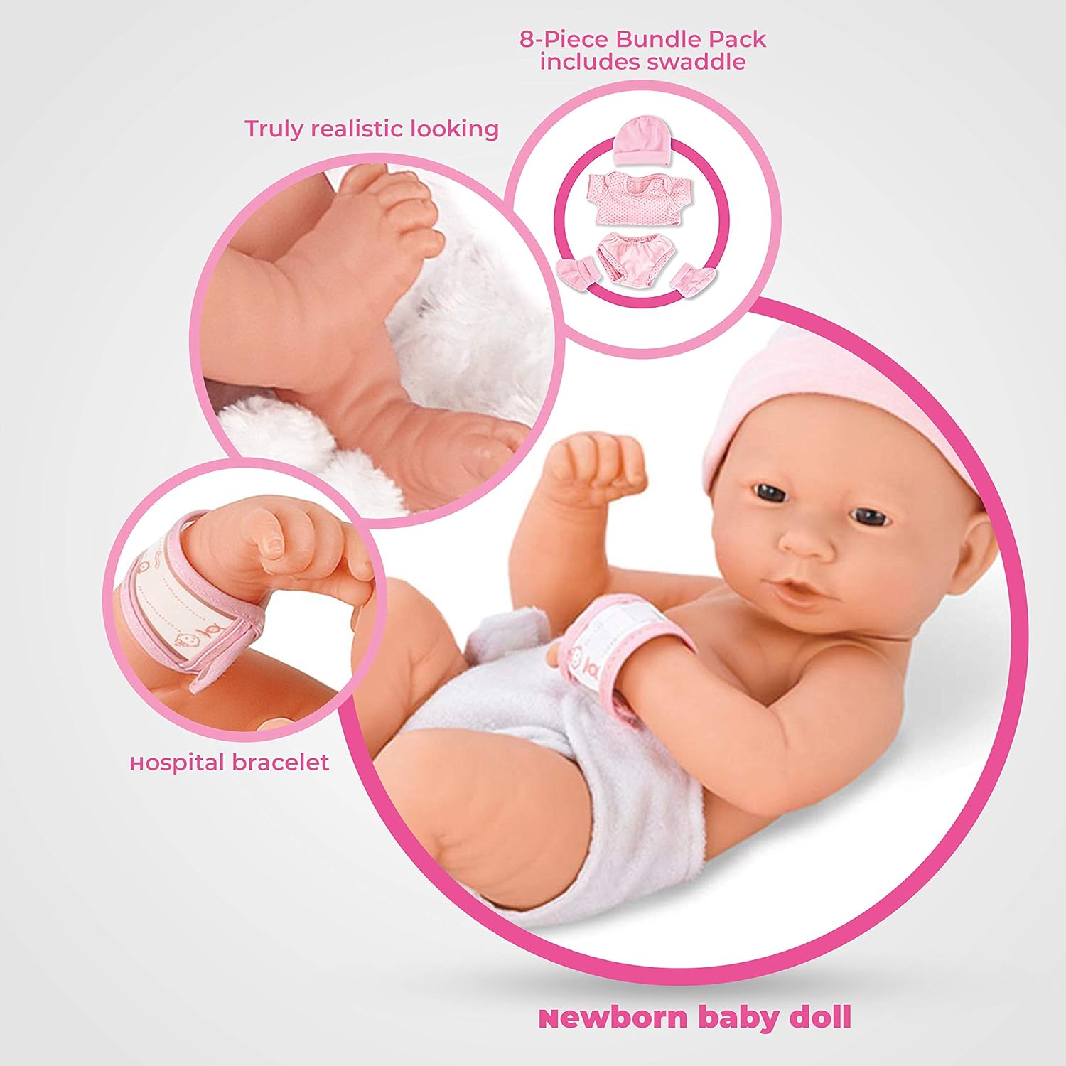newborn baby doll with hospital bracelet