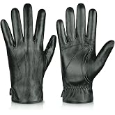 Alepo Genuine Sheepskin Leather Gloves for Men, Winter Warm Touchscreen Texting Cashmere Lined Driving Motorcycle Gloves