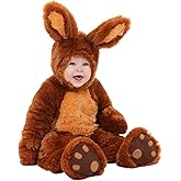 Fuzzy Infant Brown Bunny Costume with Hood, Mitts, and Shoe Covers - Adorable Bunny Suit for Little Hoppers