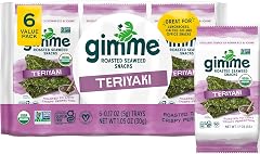 Gimme, Organic Seaweed Premium Roasted Seaweed Snack, Teriyaki, .17oz, 6 CT