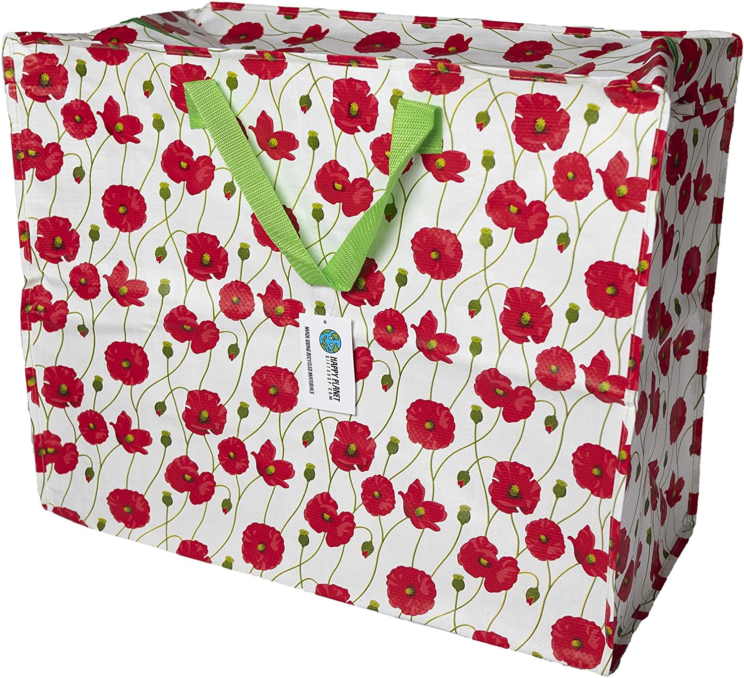 Happy Planet Giftshop Large Jumbo Storage Bag with Zip 58 x 47 x 30cm 80l (Poppies Design) (Single - Multipacks Available)