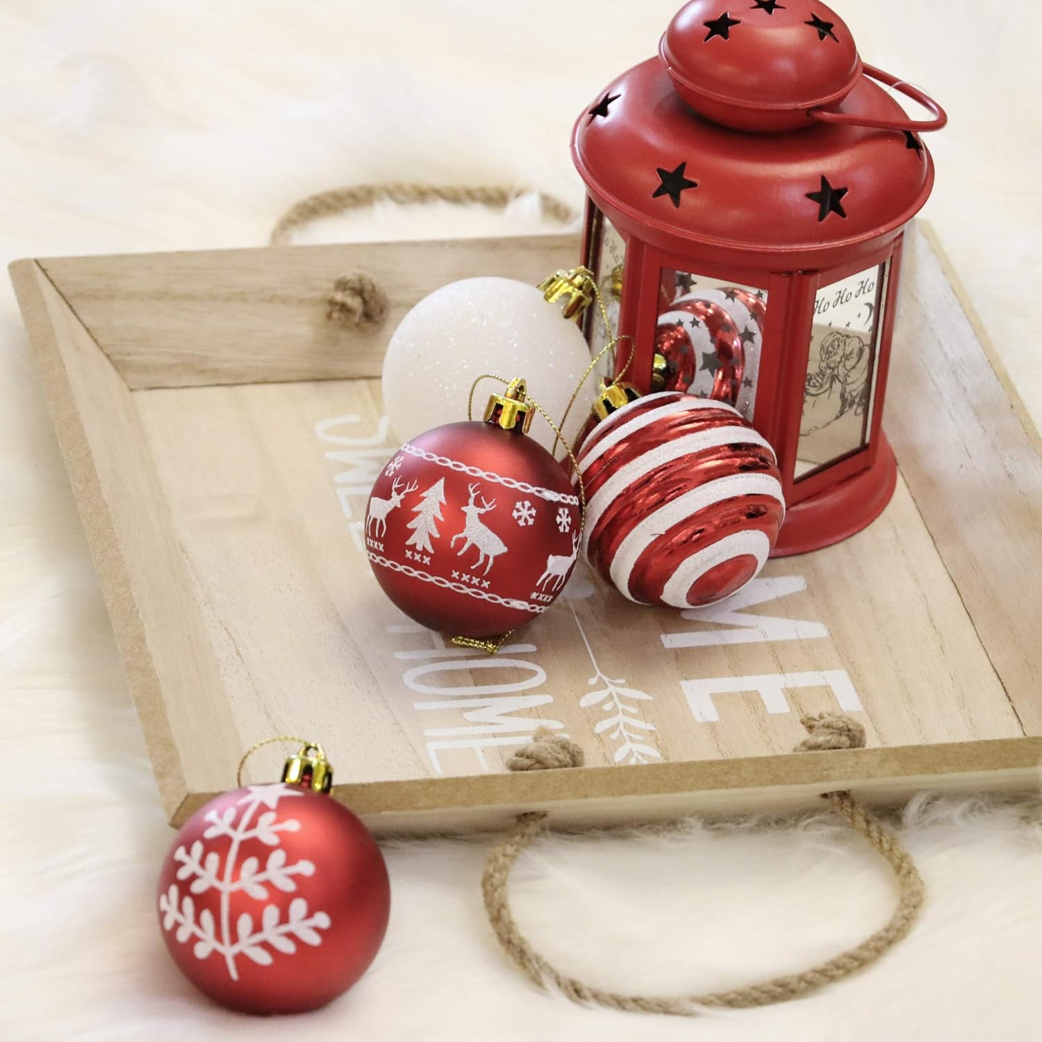Valery Madelyn 24pcs 6cm Shatterproof Christmas Baubles - Traditional Red and White Christmas Ball Ornaments for Tree Decorations - Image 5