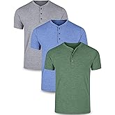 Liberty Pro 3-Pack: Men's Casual Henley Shirts – Comfort Soft Stretch Tees, Relaxed Fit 3-Button Summer T-Shirts