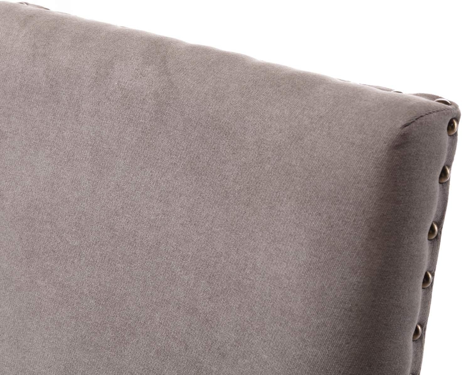 DininL Fur Dining Chair Kitchen Chairs Set of 2 Modern Dining Room Side Chairs Fabric Cushion Seat Back with Nailhead Trim (Grey) - Chairs