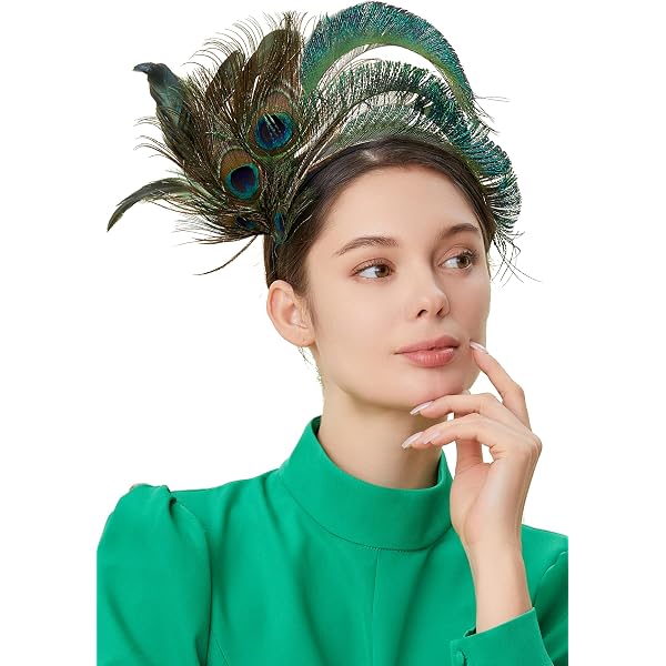 Kentucky Derby Hat Fascinator Elegant Teal and Black Feather Organza Headband Fascinator for Women Tea Parties Hat Headband Flower Feather  main image 4