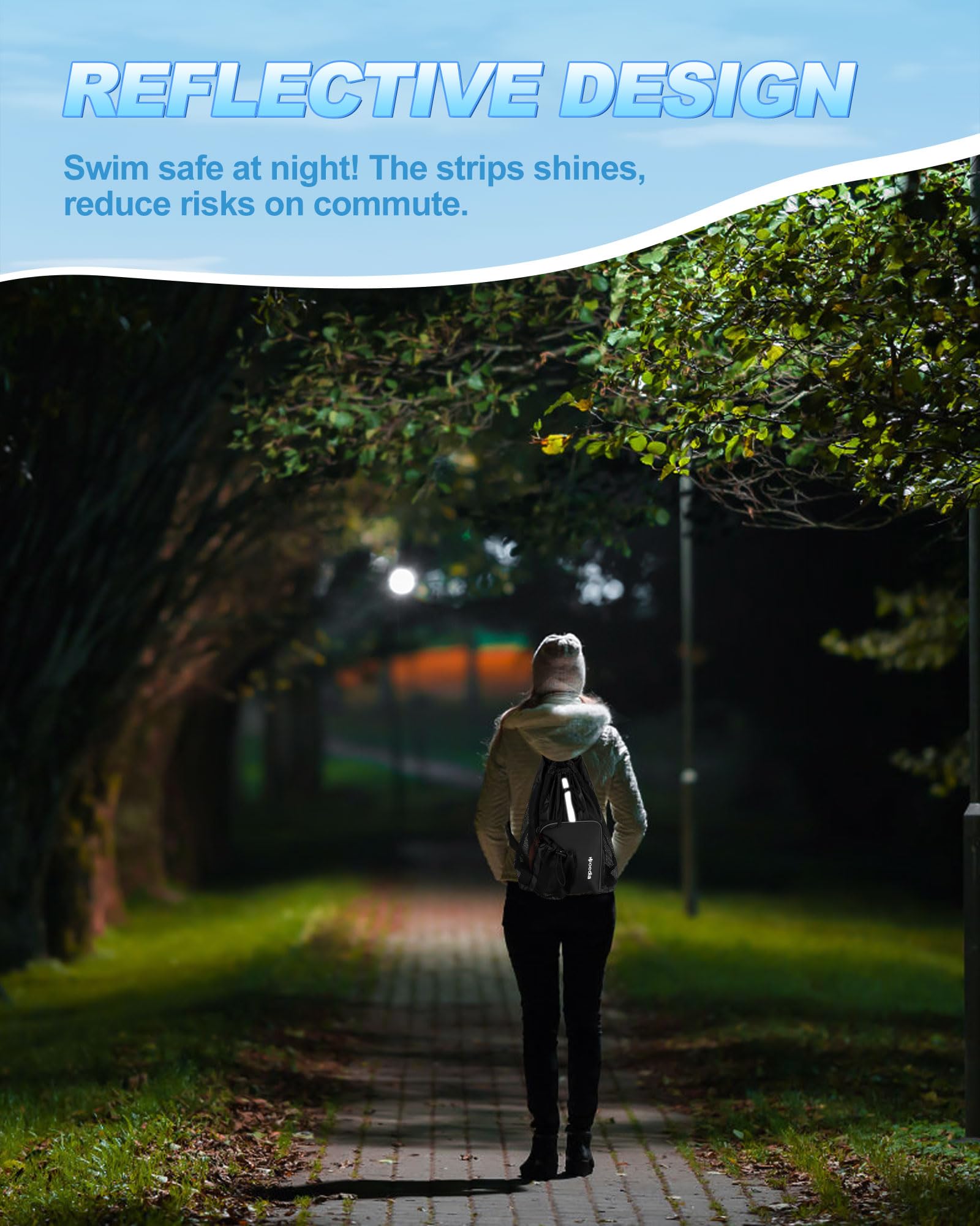 Hoedia Mesh Swim Bag Drawstring Backpack Beach Backpack for Swimming, Pool, Gym, and Workout Gear