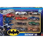 Hot Wheels Silver Series Batman-Themed 10-Pack (Styles May Vary)​​ | Set of 10 Die-Cast Toy Vehicles that May Include a Batmobile &amp; a Batplane in 1:64 Scale