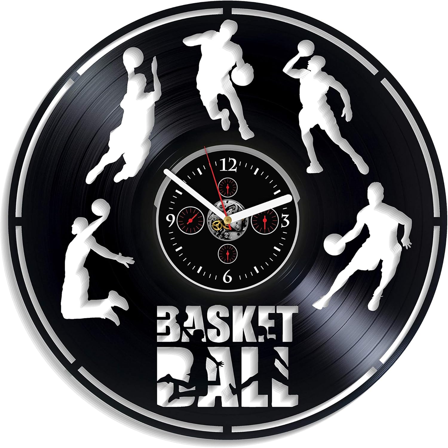 Kovides - Reloj de Pared de Baloncesto de Vinilo, diseño Retro de ...
