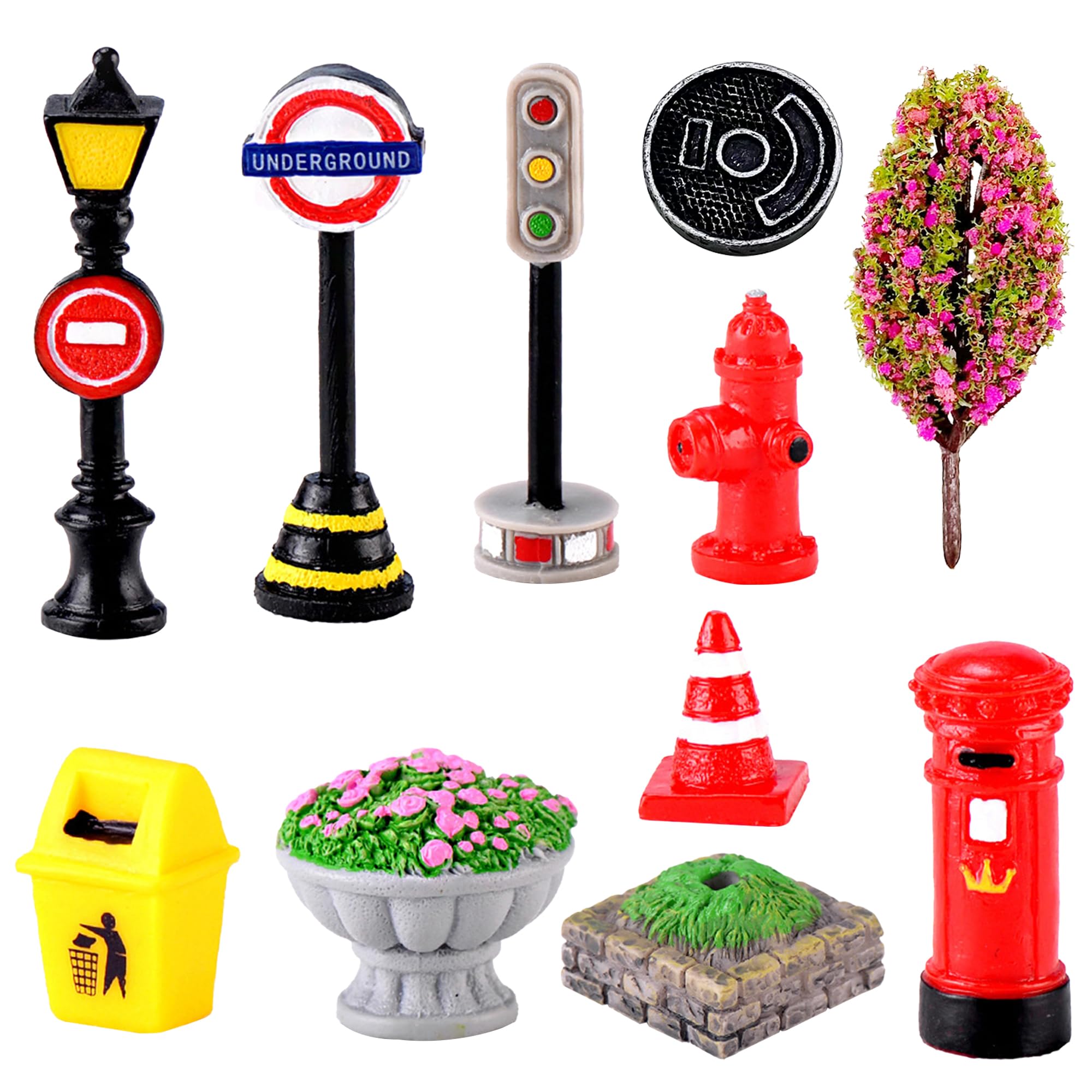 Cayway Pack of 10 Miniature Garden Accessories, Miniature Fairy Garden Mini Fire Fighting Decorations for DIY Landscape Garden Decoration, Model Landscape