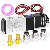TAILONZ PNEUMATIC 1/4"NPT Solenoid Valve DC12V Single Coil Pilot-Operated Electric 2 Position 5 Way Connection Type 4V210-08 Outlet wire