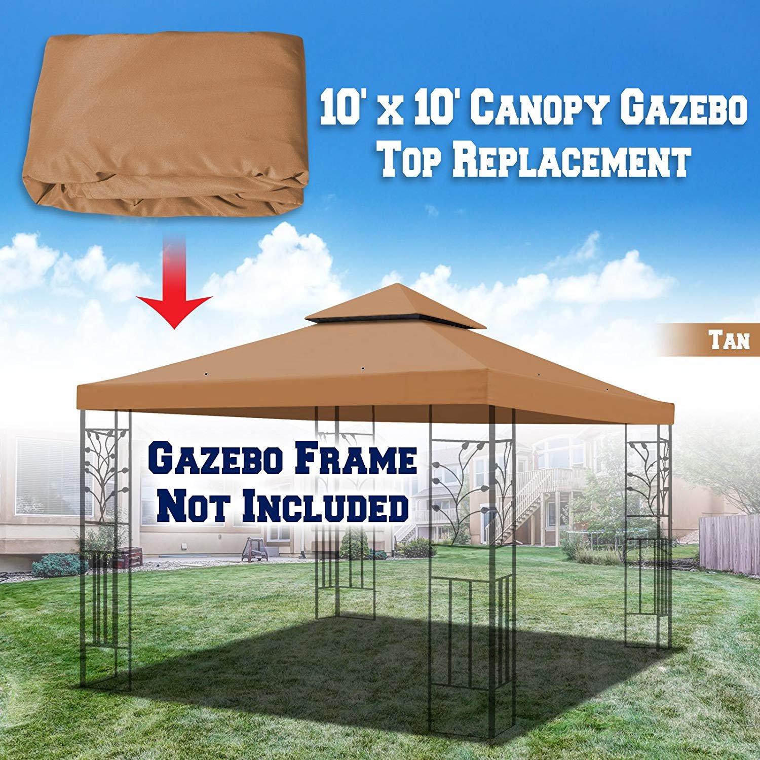 Replacement 10x10gazebo Canopy Top Patio Pavilion Cover Sunshade