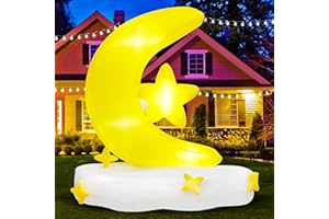 Danxilu 6FT Muslim Holiday Outdoor Yard Decorations Ramadan Inflatables Moon and Star Build-in LEDs Inflatable Eid Mubarak Blow up Yard Decor for Islamic Celebrate Fasting, Introspection & Prayer