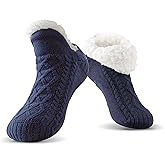FRESBEIT Slipper Socks Winter Warm Cozy Fuzzy Thermal Thick Fluffy Socks With Grips Non Slip - Fits US 6-12
