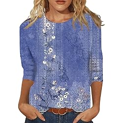 3/4 Sleeve Tunic Tops for Women Cotton Large Tops