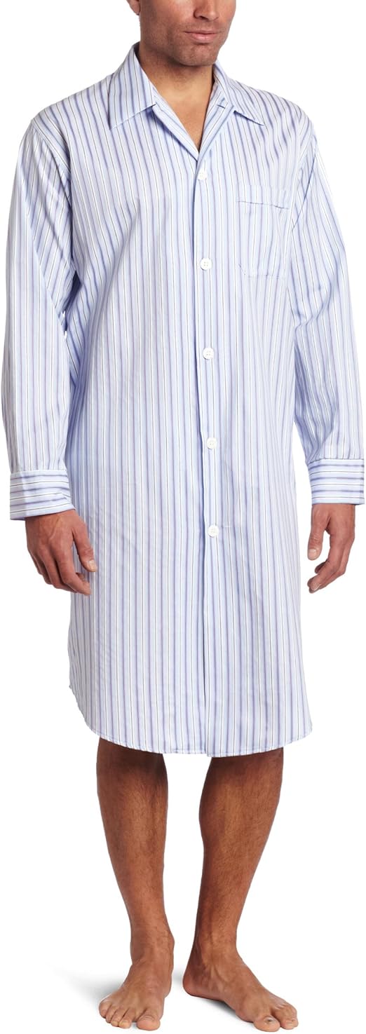 Derek Rose Men's Royal 169 Button Through Nightshirt, Blue, Medium at