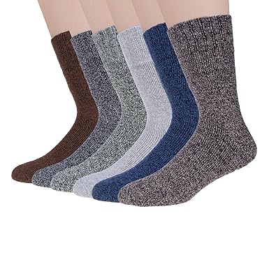 6 Pairs Wool Socks Mens Winter Warm Thick Soft Casual Knit Socks