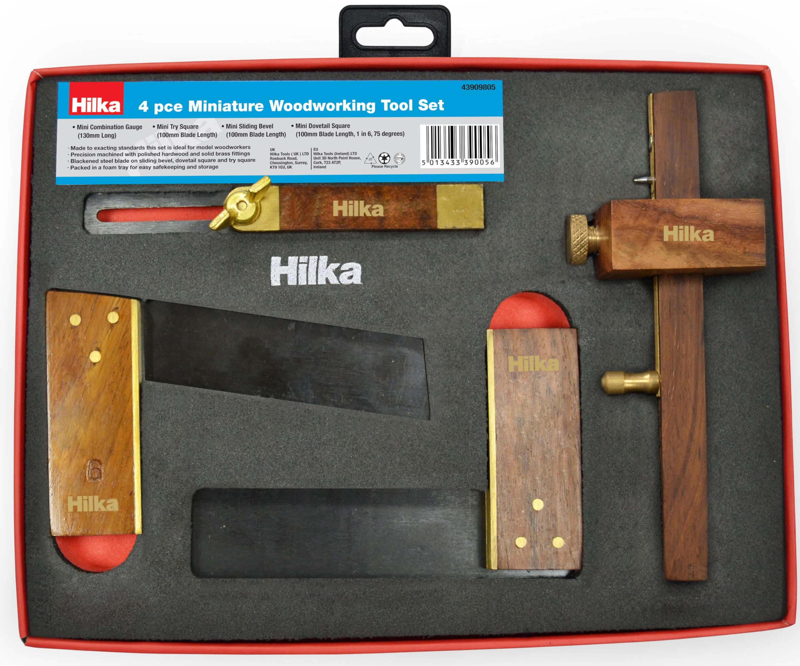 Hilka 43909805 4 PCE Miniature Woodworking Tool Set in PU