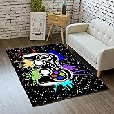 Gamer Rugs for Bedroom Boys Cartoon Painting Gamepad Large Home Carpet for Teens Cool Game Room Decor Gaming Rug for Dining Living Room Playroom Floor Mats, 4'x5'