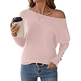 Micoson Women's Off The Shoulder Sweater Top Fall 2025 Oversized Knit Long Batwing Sleeve Crochet Pullover Sweaters