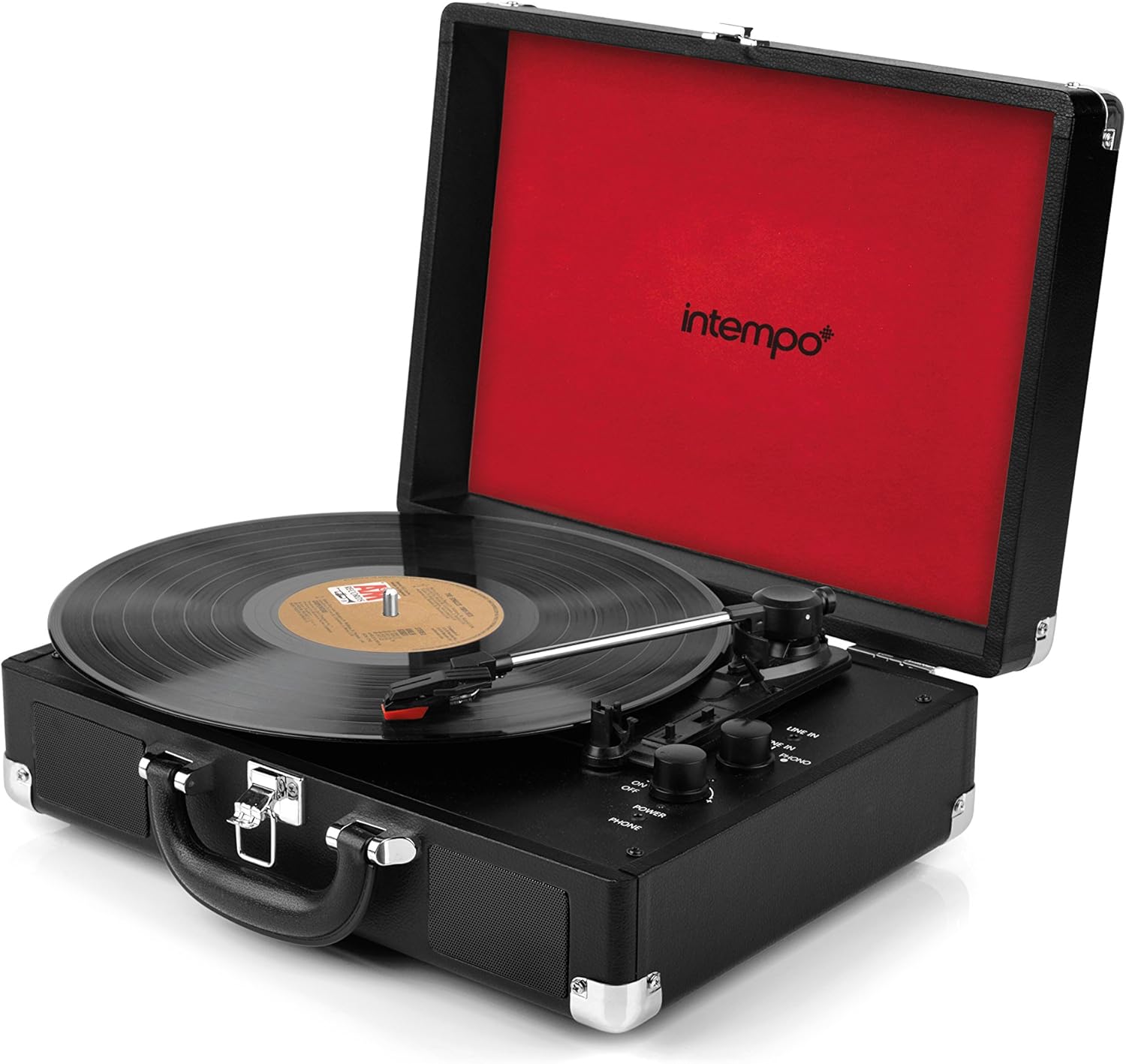 intempo vinyl turntable with stereo speakers