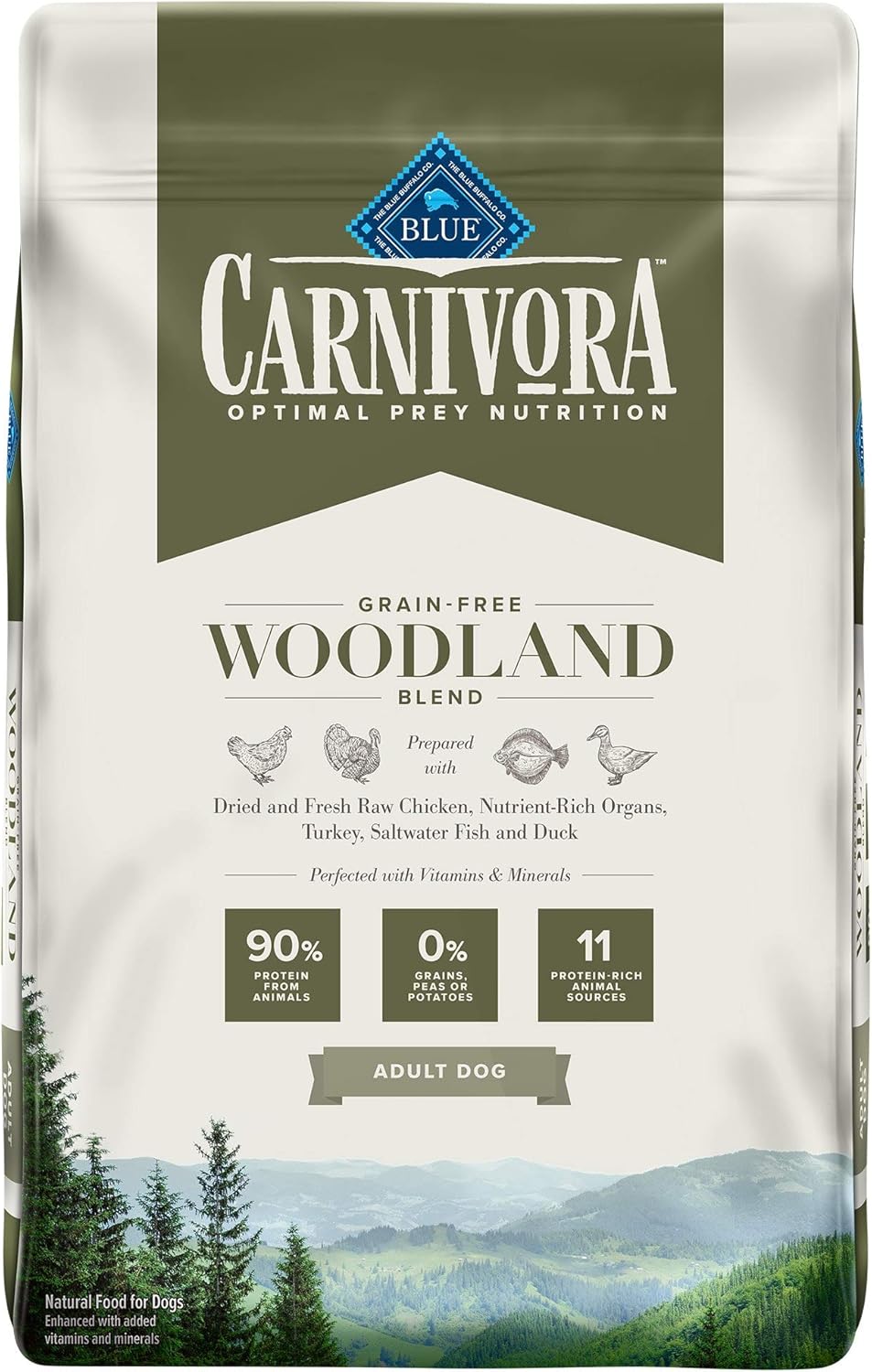 Blue Buffalo Carnivora Optimal Prey Nutrition High Protein, Grain Free Natural Adult Dry Dog Food, Woodland Blend 22lb