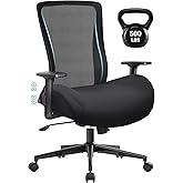 Big and Tall Home Office Desk Chair 500lb Capacity for Heavy People, Ergonomic Wide Mesh Desk Chair with Stepless Recline & Lock, 5.5" Thick Cushion, High Back, Adjustable Height & Armrests