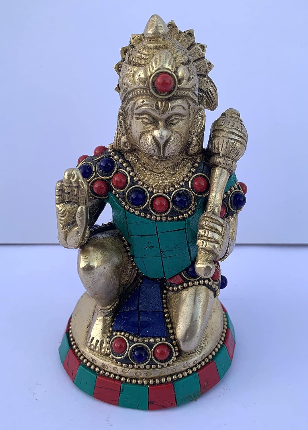 Buy Brass Hanuman Idol Statue, Lord Hanuman Sculpture with Stone Work