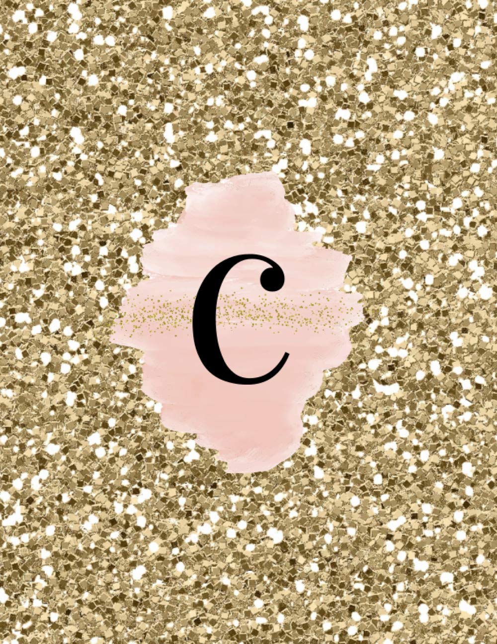INITIAL "C" GOLD GLITTER GLOSSY LINED NOTEBOOK (8.5 × 11, 200 PAGES)