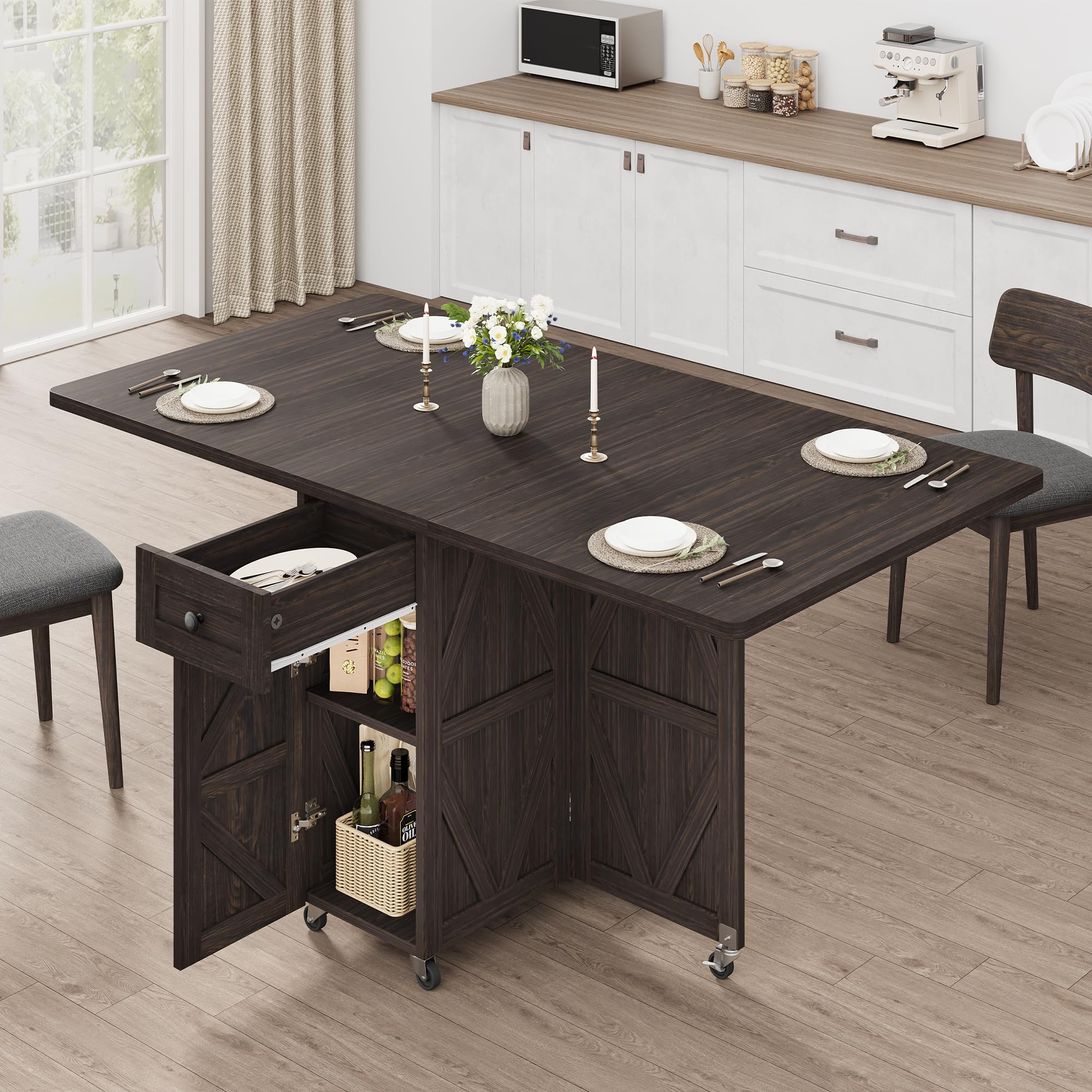 Jocoevol Space Saving Folding Dining Table, Farmhouse Foldable Dining ...