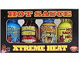 Xtreme Heat Hot Sauce Bottles Gourmet Gift Set Travel Size – 4 Pack - Try if you dare! – Perfect Gourmet Christmas Gifts for 