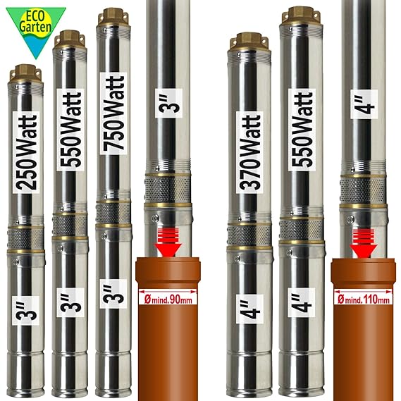 Amur 3 und 4 Zoll BRUNNENPUMPE TIEFBRUNNENPUMPE TAUCHDRUCKPUMPE TAUCHPUMPE PUMPE Brunnen-Star-Die Energie-Spar-TIEFBRUNNENPUM