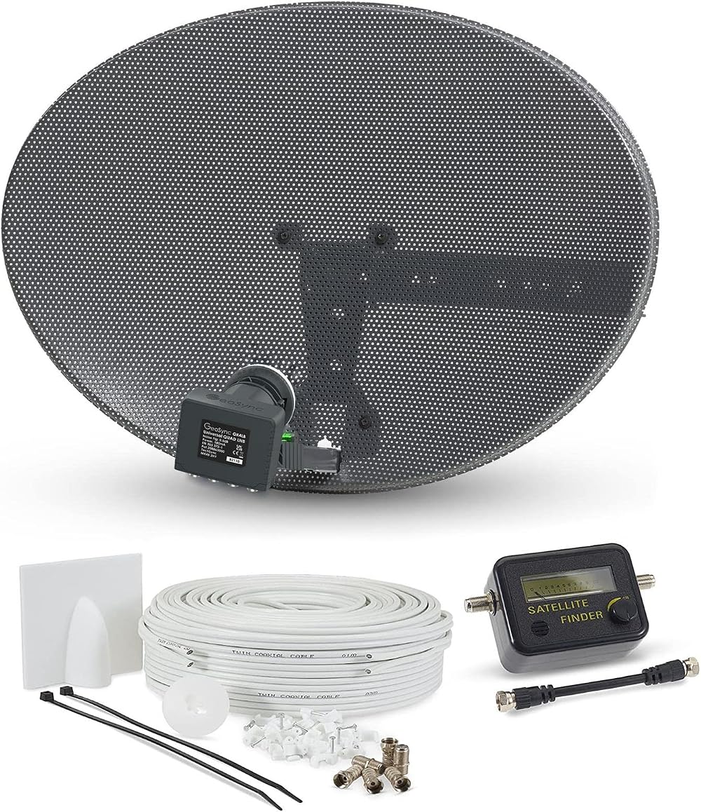 Viewi SSL Zone 1 HD Ready Satellite Dish Kit Quad LNB 5m Twin Cable Kit