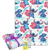Disney Stitch Fleece Blanket Set - Bundle with Soft Lilo and Stitch Blanket Plus Stickers, More | Cozy Stitch Fleece Blanket 50x70”