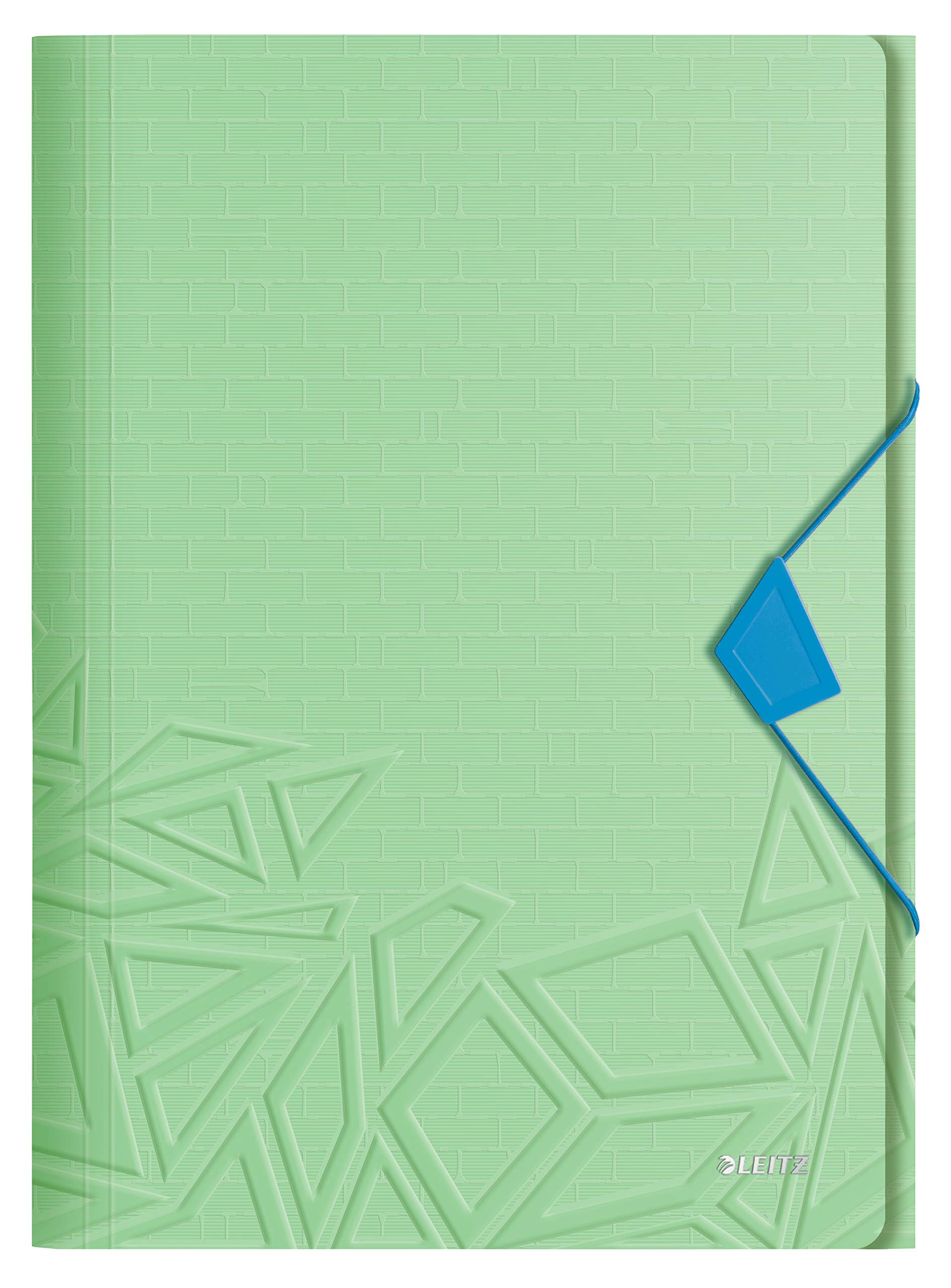 Leitz 3-Flap Folder, Holds up to 150 A4 Sheets, Elastic Closure, Flexible Plastic, Green, Urban Chic Range, 46490050