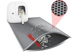 Waretary 2 Packs Cat Litter Mat, 30" X 24" Litter Trapping Mat, Double Layer Honeycomb Litter Box Mat, Urine & Waterproof Kitty Litter Mat, Scatter Control Easy Clean (Grey)