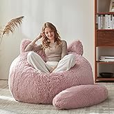 EBENCHICO Bean Bag Chair for Adults Teen,Giant Bean Bag Chairs Cat Design,Plush Faux Fur Beanbag Couch Comfy Accent Floor Sofa for Reading, Playing, Relaxing in Living Room, Bedroom