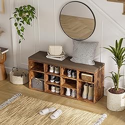 DINZI LVJ Shoe Storage Bench with Cushion, Cubby