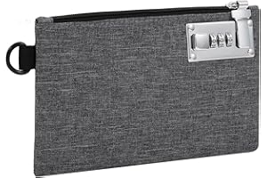 AMIR Money Bags with Zipper, 5x8 Inches, Money Pouch, Cash Bag, Coin Purse Bank Bags with Zipper for Travel, Cash, Jewelry, Passports, Credit Cards - Grey