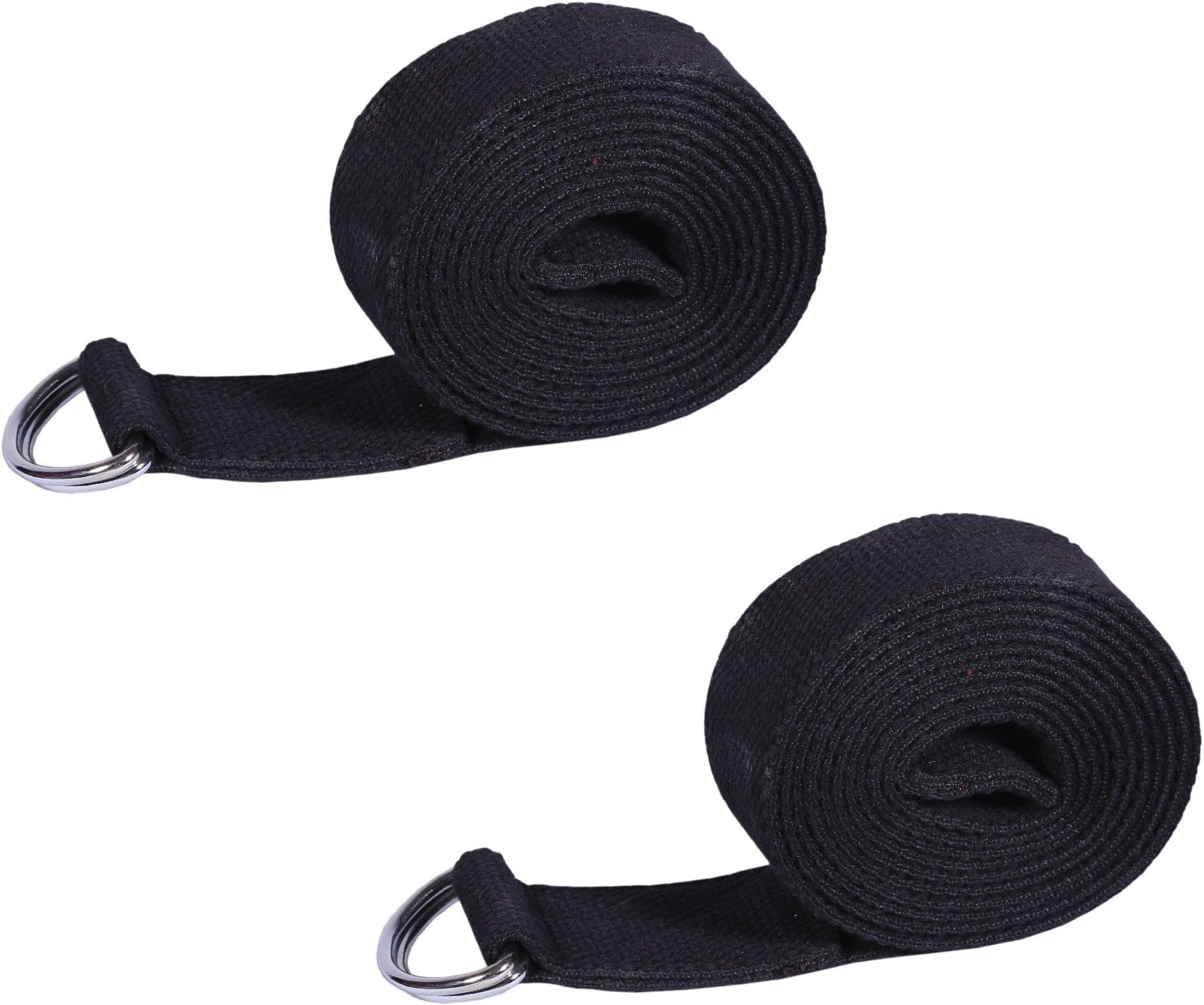 FootmateFootmate 8 FT Long Pack-2 Yoga Belt for Exercise, Durable Material With Adjustable D-Ring Buckle, Props Rops For Safe- Challenging Yoga Posture, Black Yoga Strap For Men-Women- Width- 1.5 inch