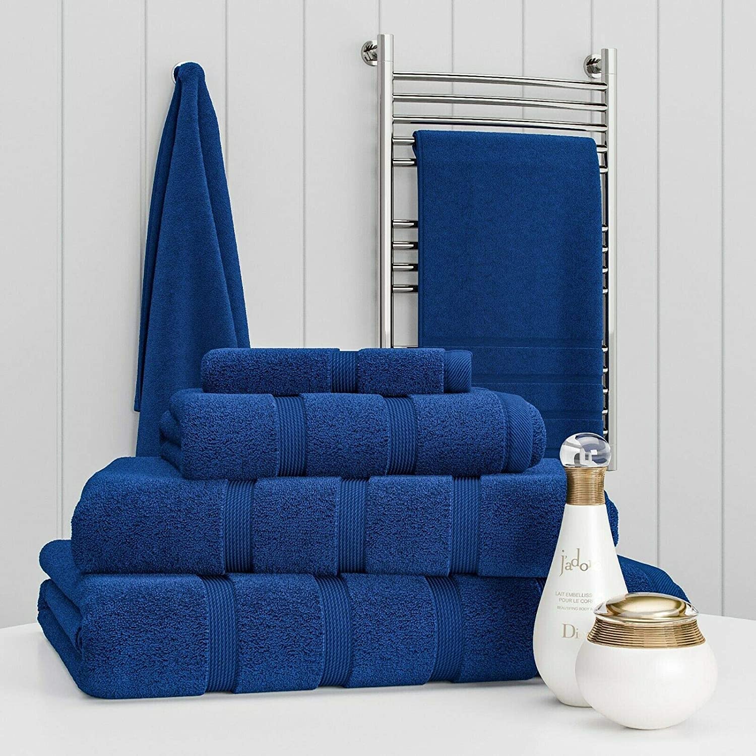 Z Fashion Luxury Towel Set 100% Cotton 2 Piece Towel Set Hand Towel Bath Towel Bale 500 GSM Bathroom towels 2 Piece Sets. (Navy)