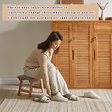 Aibiju Wooden Footstool with Removable Cover 4 Beech Legs Beige Cushion view 4