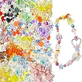 Bayurht 400 PCS Acrylic Assorted Beads Mixed Color Kawaii Aesthetic Beads Acrylic Beads Heart Butterfly Candy Flower Cute Assorted Beads for Jewelry Making DIY Crafts Necklaces Bracelets