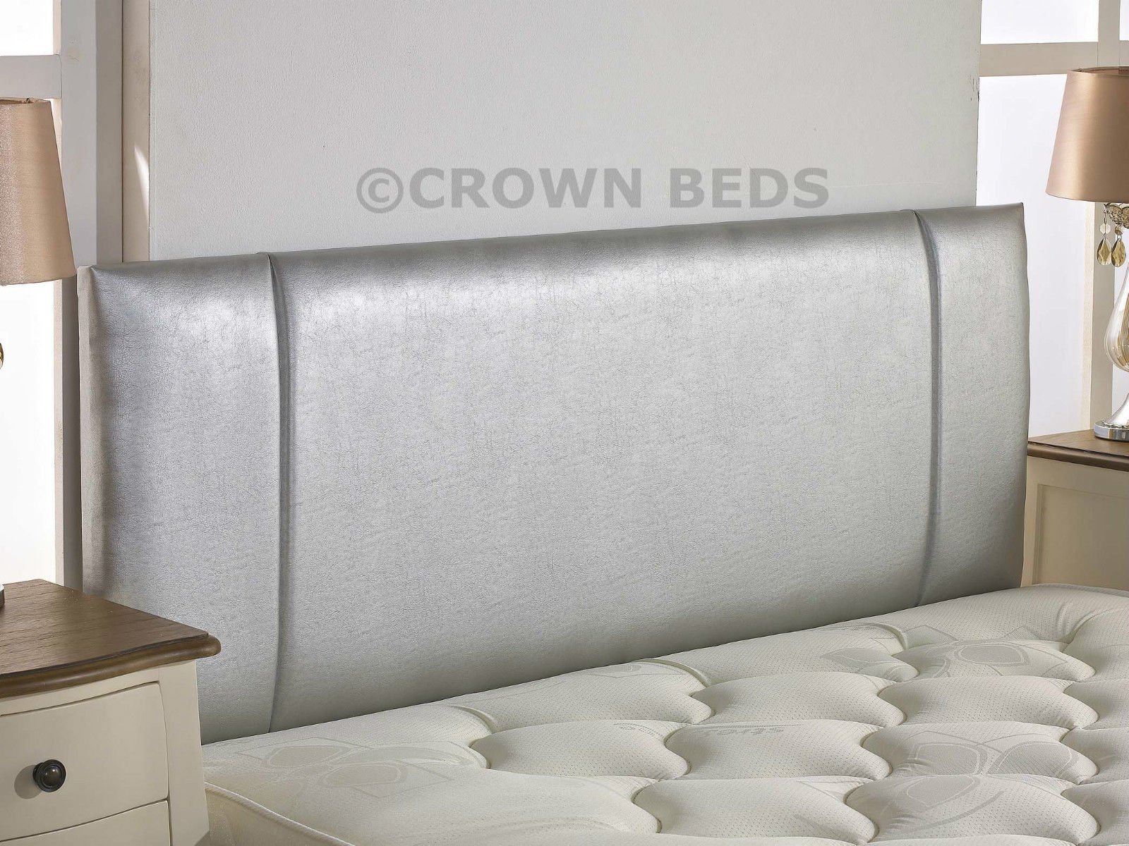 CROWNBEDSUK QUALITY FAUX LEATHER PORTOBELLO HEADBOARD 2ft6,3ft,4ft,4ft6,5ft,6ft NEW!!!!! (6ft super kingsize, silver)