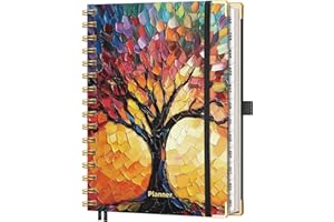 AHGXG 2026 Planner, Weekly and Monthly Planner for Women, Jan 2026 - Dec 2026, Medium Size (5.7" x 8.3"), Calendar 2026, Hardcover with Monthly Tabs, Spiral-Bound, 100 GSM Thick Paper, Colourful Tree