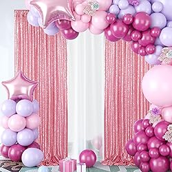 Juya Delight 2Pcs 2FTx8FT Pink Sequin Backdrop