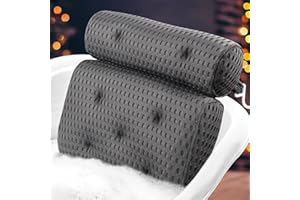 SLYFOAM Bath Pillow, Bathtub Pillow with Anti-Slip Suction Cups, 4D Mesh Soft Spa Bath Tub Pillow Headrest, Bath Pillows for Tub with Neck and Back Support Fits Bathtub Spa Tub Jacuzzi, Fathers Day Dad Gifts