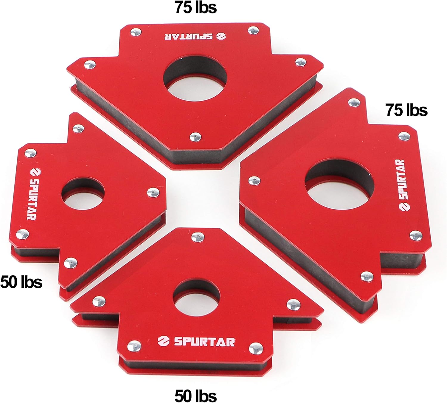 4pcs Welding Magnets and Clamps – 2 pcs 4" 50 lbs and 2 pcs 5" 75 lbs Magnetic Arrow Holder Metal Working MIG Welding Equipment Workshop Welder Welding Magnet - - 