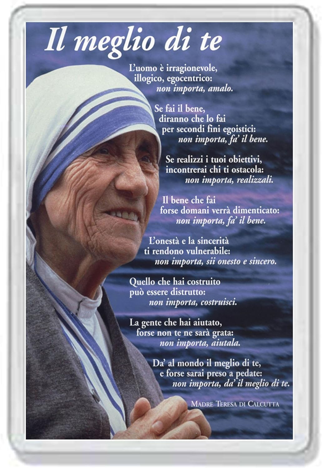 Aws Calamita Santino In Pvc Rigido Madre Teresa Di Calcutta Souvenir Fridge Preghiera Il Meglio Di Te Magnet Magnete Da Frigo In Plastica Dura Con Immagine Fotografica Immaginetta Mother Teresa Amazon It Casa