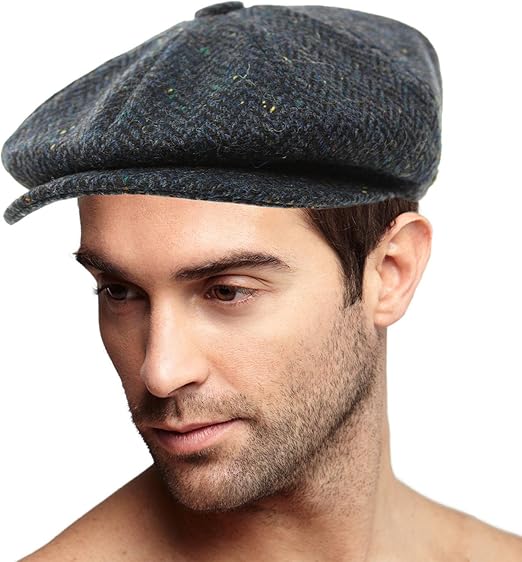 wool herringbone newsboy cap