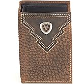 ARIAT Trifold Overlay Shield Wallet, Brown Rowdy